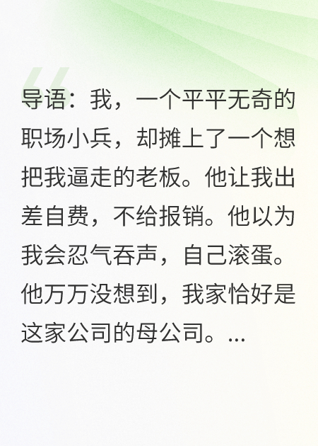 老板让我出差自费，我反手一天花掉一百万原著小说