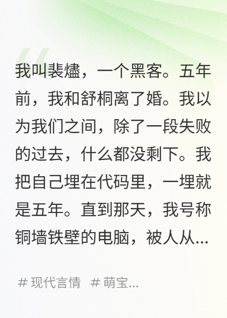 离婚五年后，一个五岁的小黑客攻破了我的防火墙全文章节