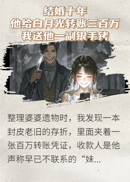 结婚十年，他给白月光转账三百万，我送他一副银手铐正版全文