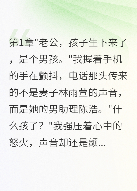 《老婆给助理生孩子还要分我家产》完整文本阅读