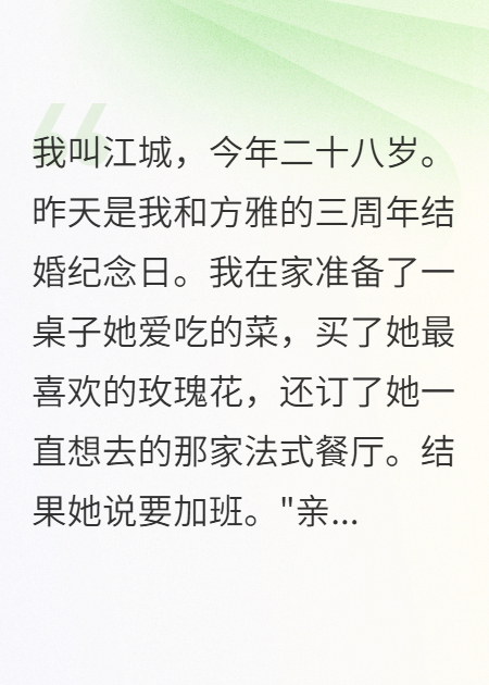 苏清方雅江城的故事在什么小说中？