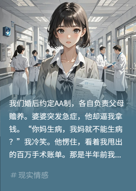 婚后我們約定AA，婆婆病危，我甩出百萬賬單，老公慌了