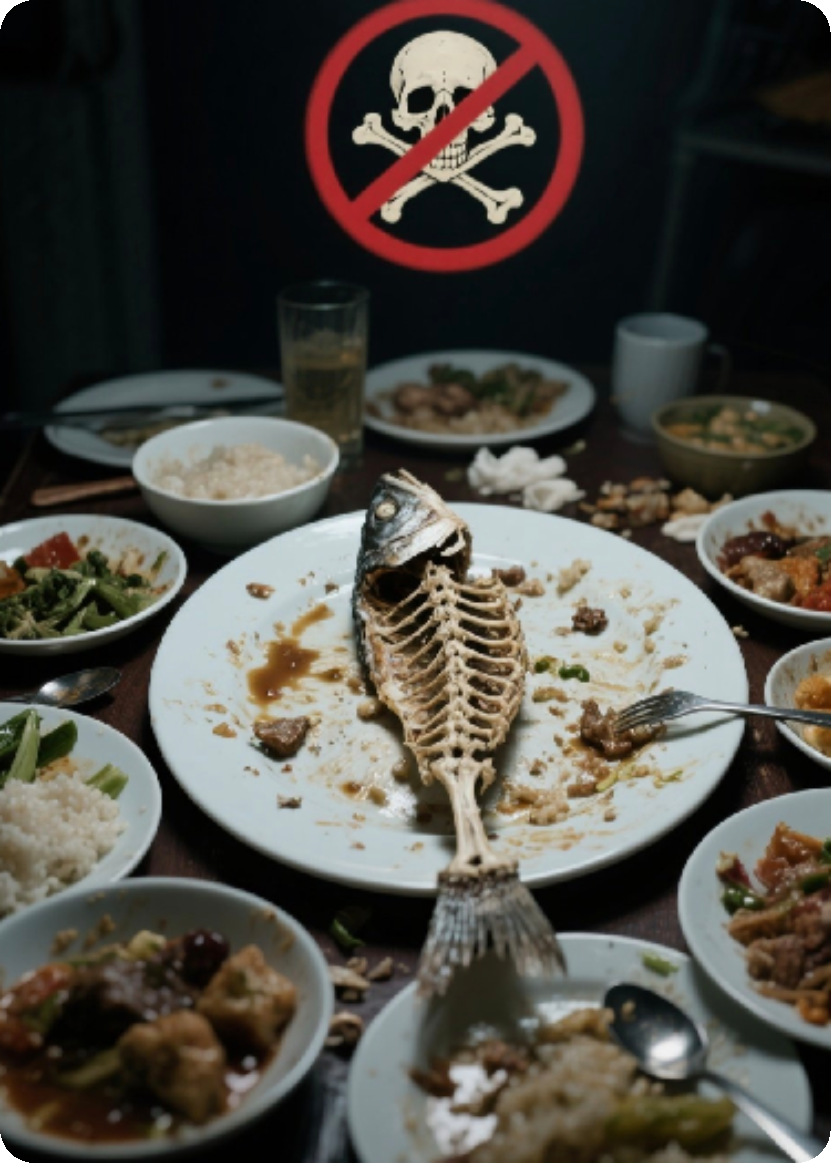 剩飯里的魚骨頭