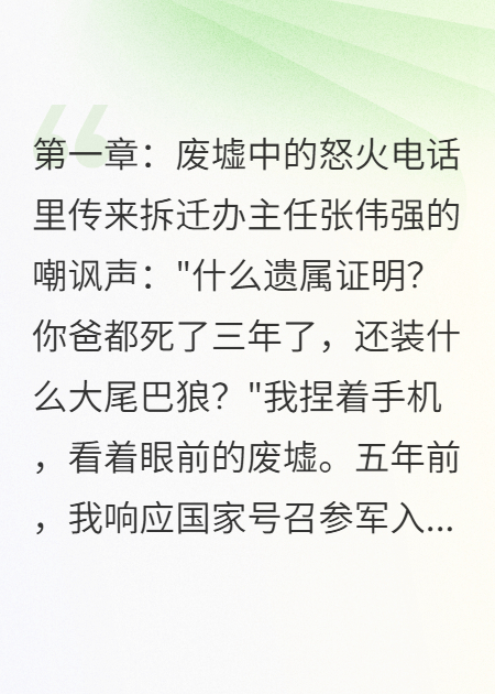 我在戰(zhàn)場五年，回來發(fā)現(xiàn)家被拆了