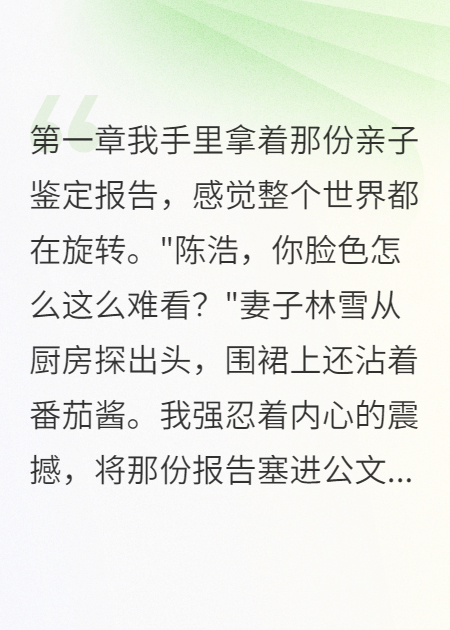 妻子瞞著我做親子鑒定三個月
