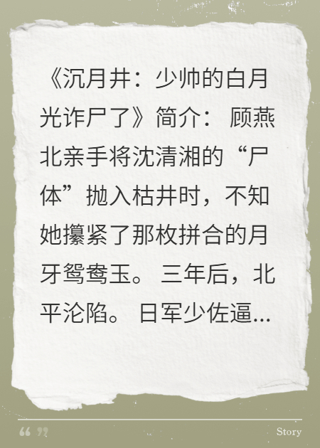 沉月井：少帥的白月光詐尸了