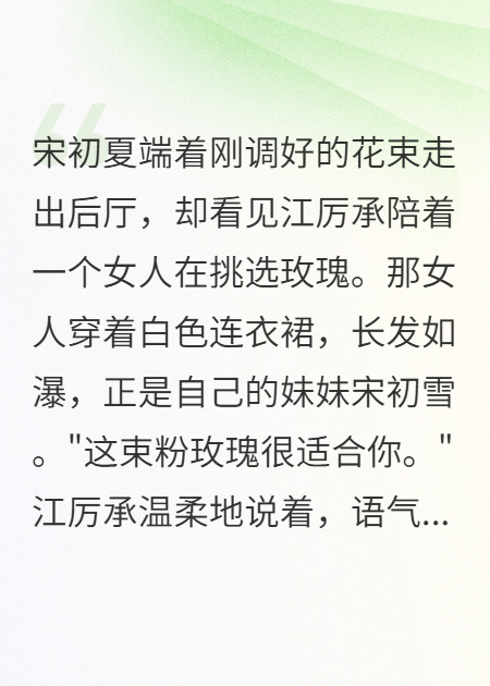 主角是宋初夏江厉承的小说叫什么名字？