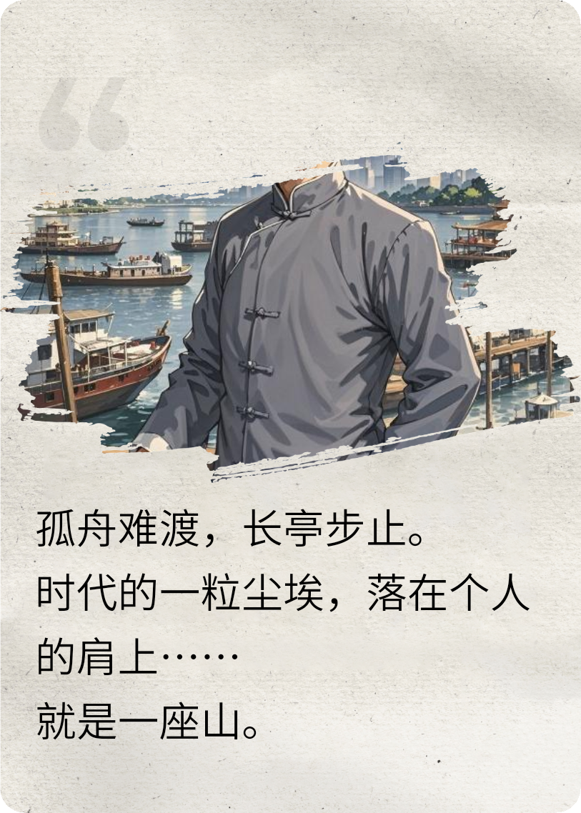 孤舟難渡，長亭步止
