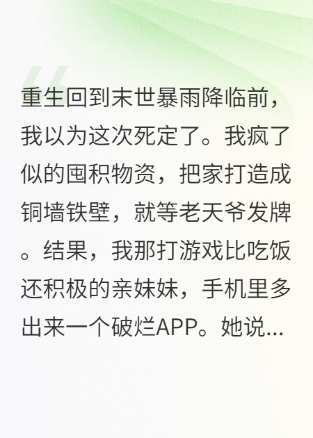 天災降臨，妹妹才是外掛