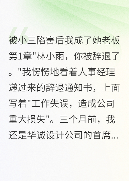 被小三陷害后我成了她老板