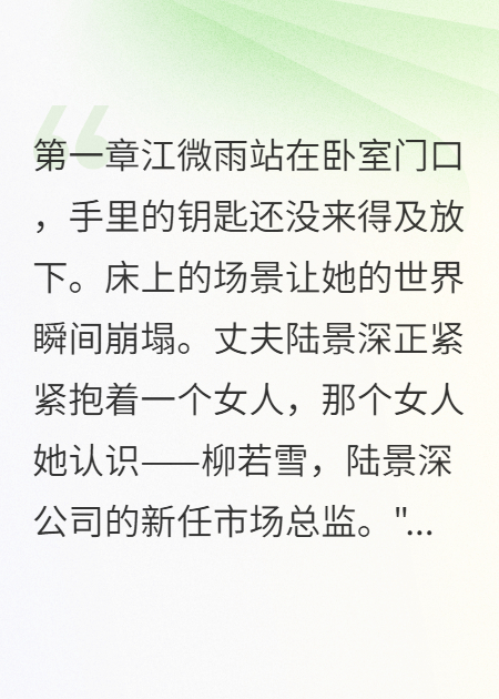 江微雨程浩然陆景深出现在什么小说里？